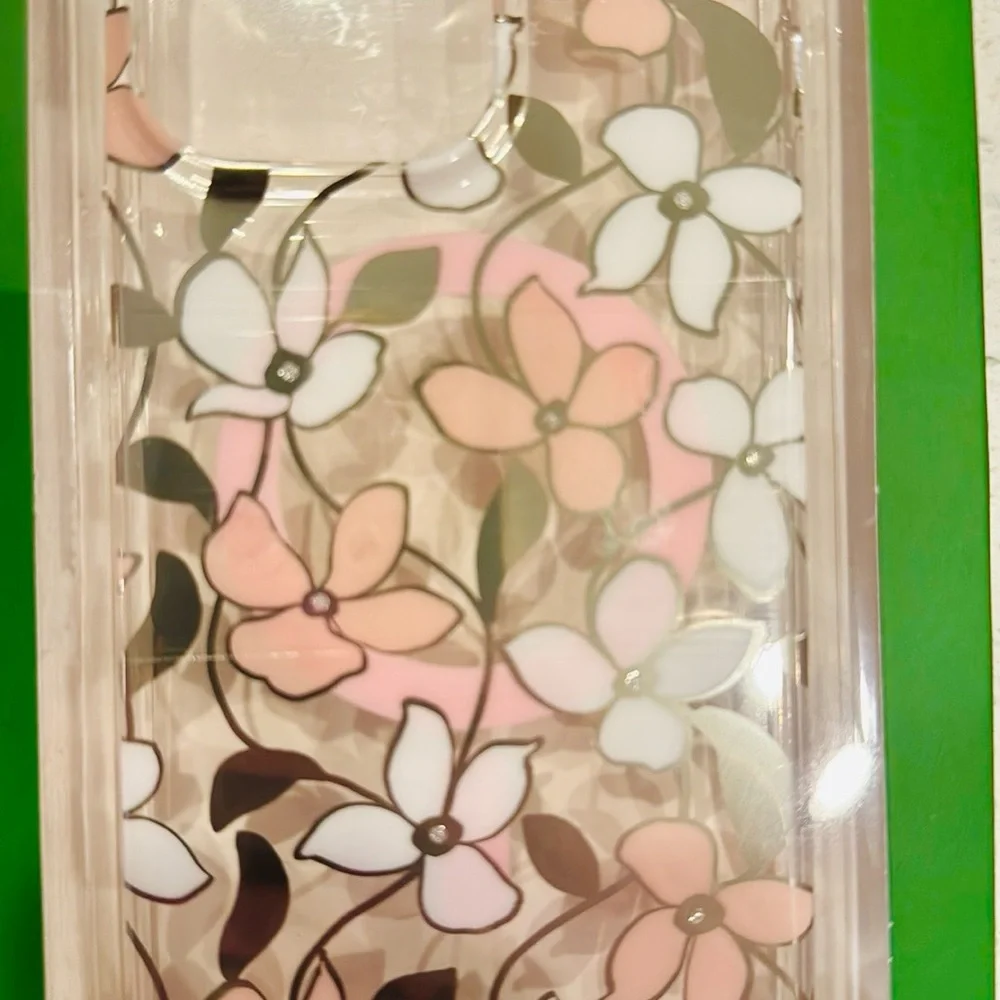 NIB🌸Kate Spade 🌸♠️ Pink and White Floral iPhone 15 Pro Max size Case